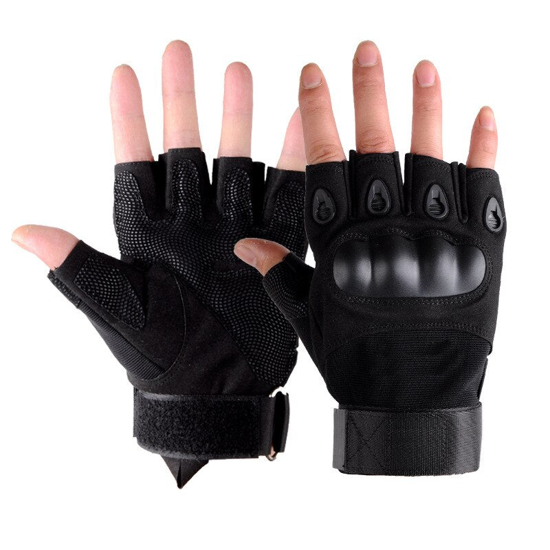 Outdoor Tactical Fingerless Hard Knuckle Gloves by HitMyNeed