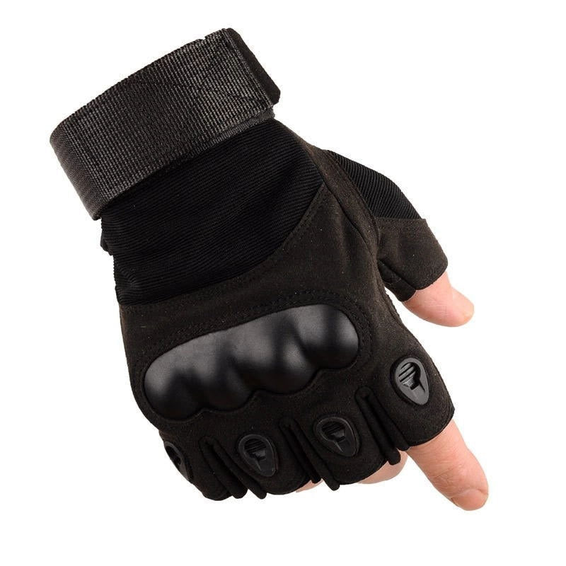 Outdoor Tactical Fingerless Hard Knuckle Gloves black by HitMyNeed
