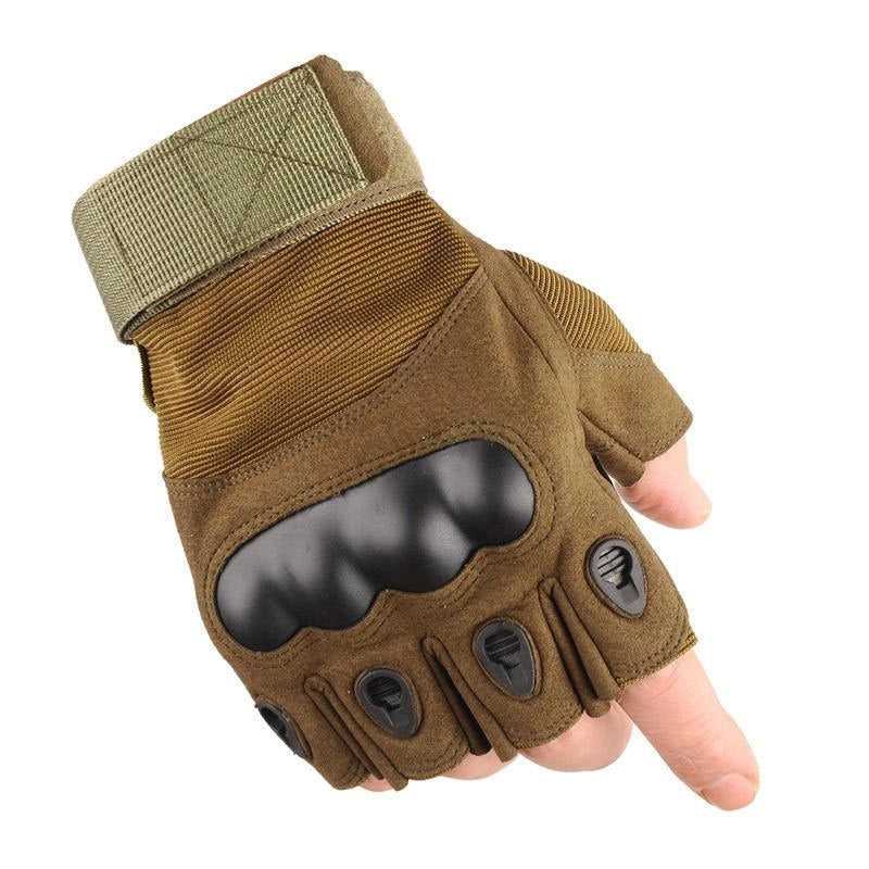 Outdoor Tactical Fingerless Hard Knuckle Gloves green by HitMyNeed