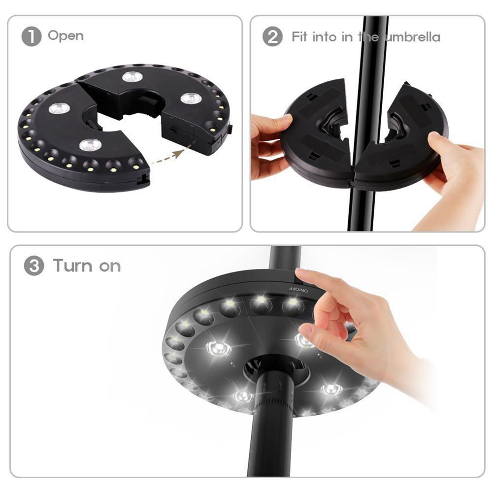 Outdoor Umbrella Pole Light with Hook, 3 Modes by HitMyNeed