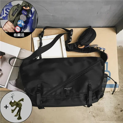 Outdoor Unisex Retro Oxford Messenger Shoulder Bag black-ribbon-frog by HitMyNeed