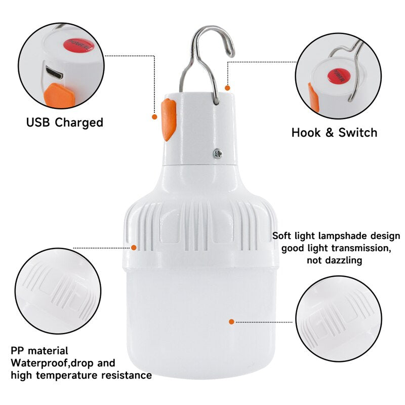 Outdoor USB Rechargeable LED Camping Lamp 60W by HitMyNeed