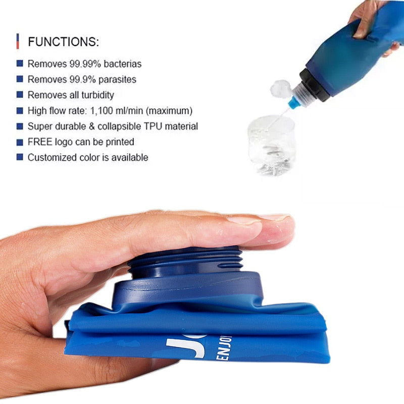 Outdoor Water Filter Bottle with Built-In Purifier 600ml by HitMyNeed