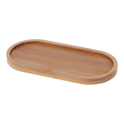 Oval Bamboo Wood Small Plant Tray by HitMyNeed