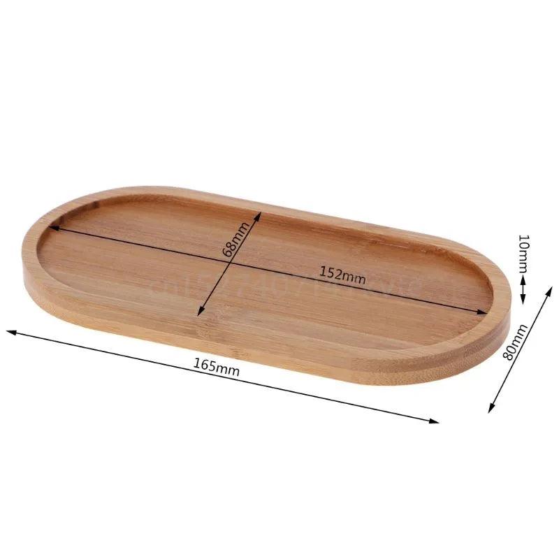 Oval Bamboo Wood Small Plant Tray by HitMyNeed