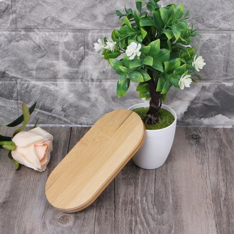 Oval Bamboo Wood Small Plant Tray by HitMyNeed