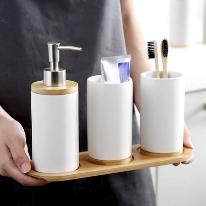 Oval Natural Bamboo Soap Dispenser Tray by HitMyNeed