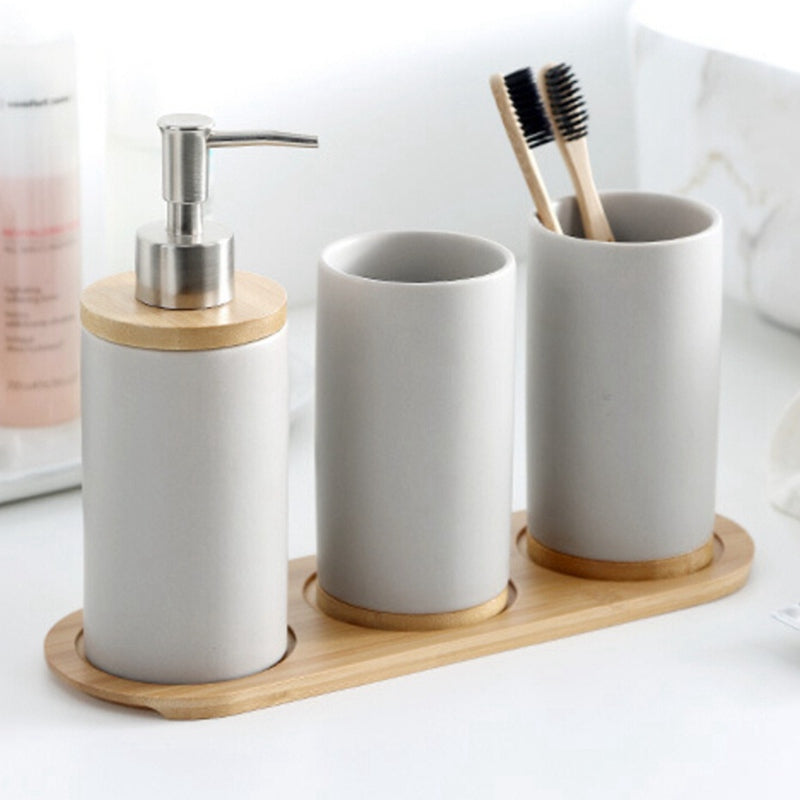Oval Natural Bamboo Soap Dispenser Tray by HitMyNeed