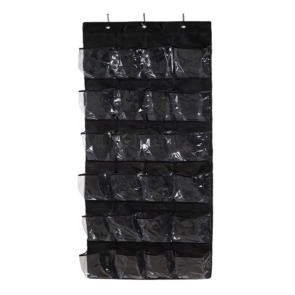 Over the Door Hanging Shoe Organizer with 24 Pockets black by HitMyNeed