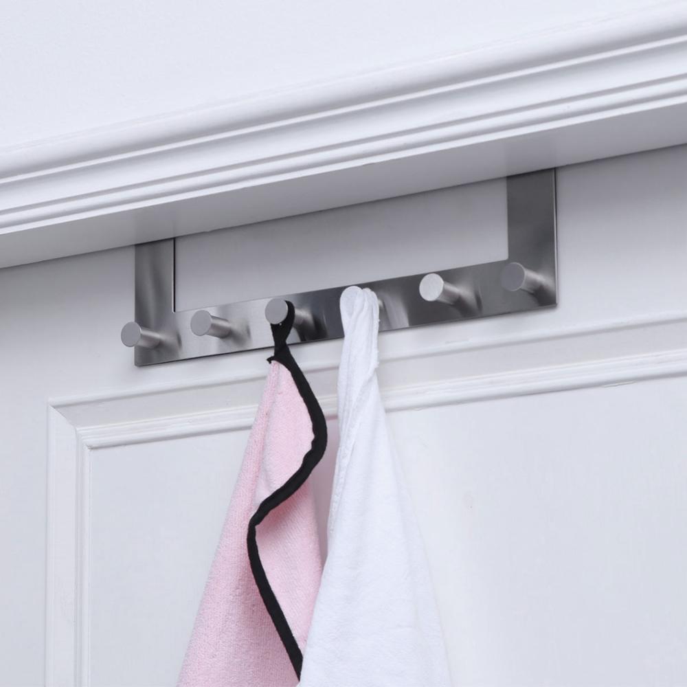 Over the Door Six Hook Stainless Steel Rack by HitMyNeed