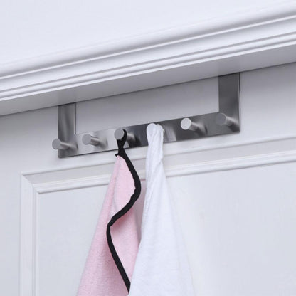 Over the Door Six Hook Stainless Steel Rack by HitMyNeed