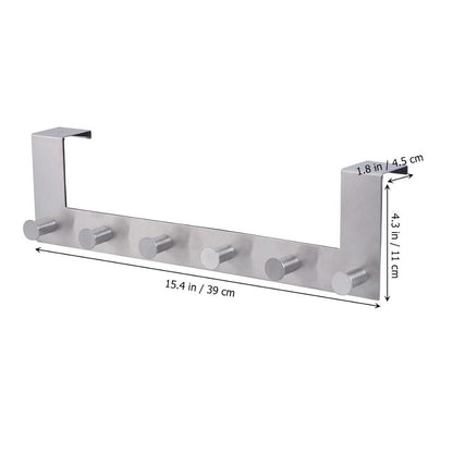 Over the Door Six Hook Stainless Steel Rack by HitMyNeed