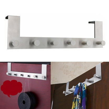 Over the Door Six Hook Stainless Steel Rack by HitMyNeed