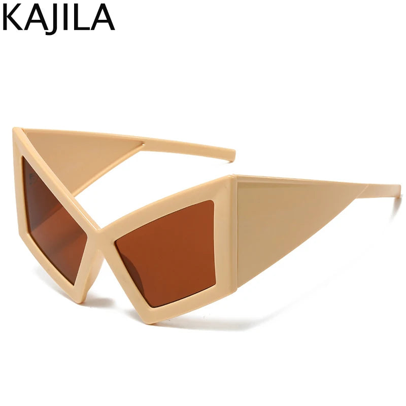 Oversized Cat Eye Sunglasses with UV400 Protection c2yellowbrown by HitMyNeed