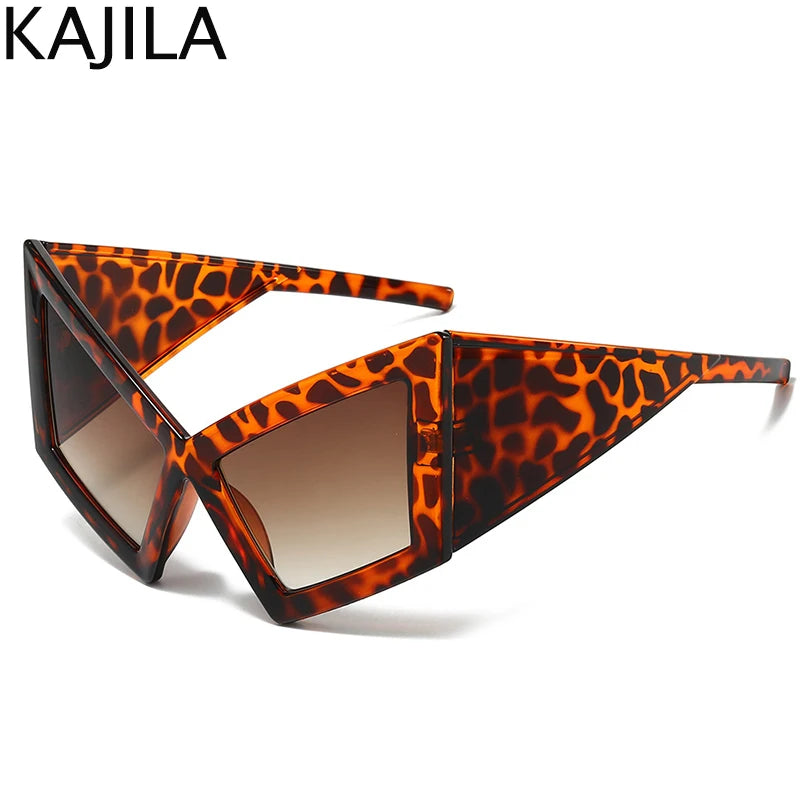 Oversized Cat Eye Sunglasses with UV400 Protection c3leopardbrown by HitMyNeed