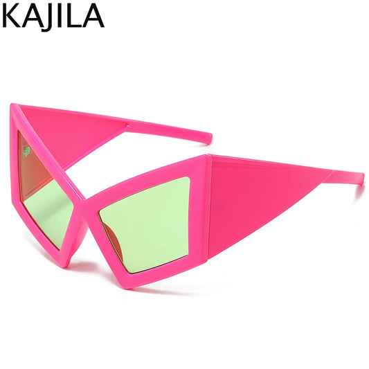 Oversized Cat Eye Sunglasses with UV400 Protection c5redgreen by HitMyNeed