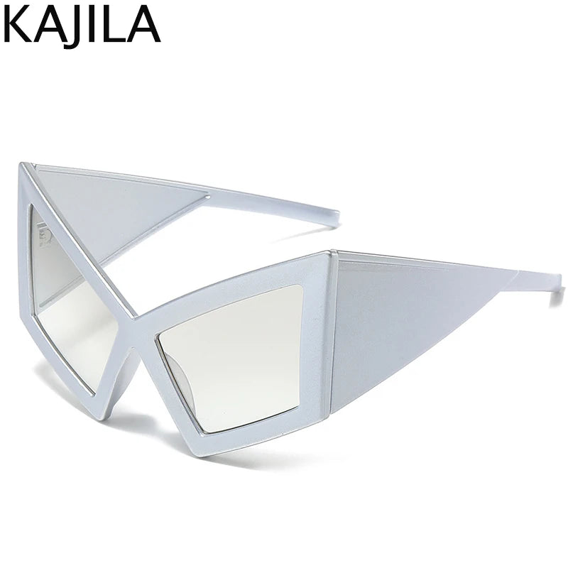 Oversized Cat Eye Sunglasses with UV400 Protection c6silver by HitMyNeed