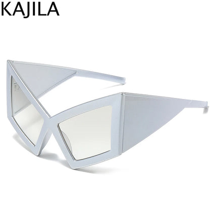 Oversized Cat Eye Sunglasses with UV400 Protection c6silver by HitMyNeed