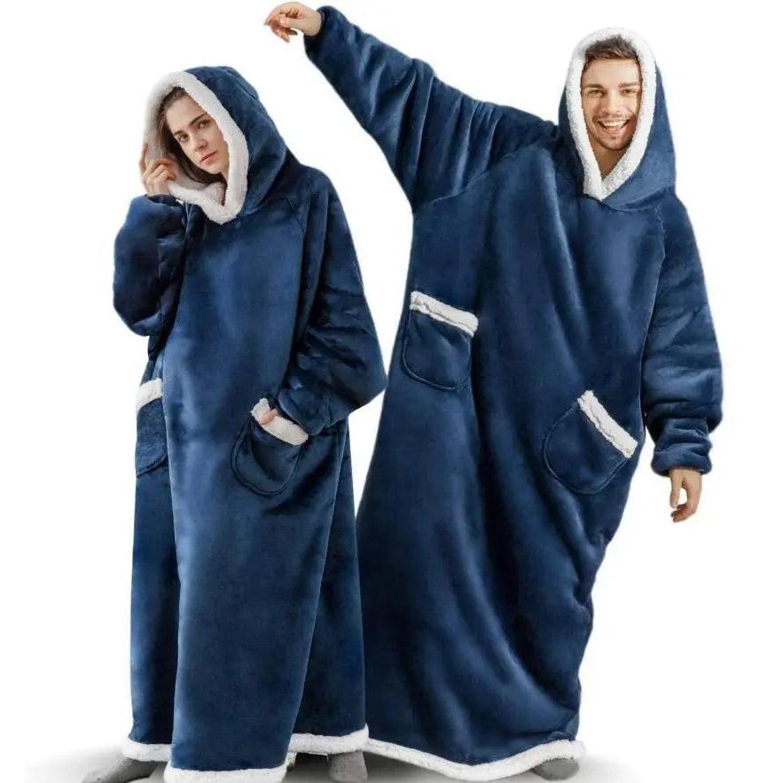 Oversized Flannel Hoodie Blanket with Sleeves by HitMyNeed