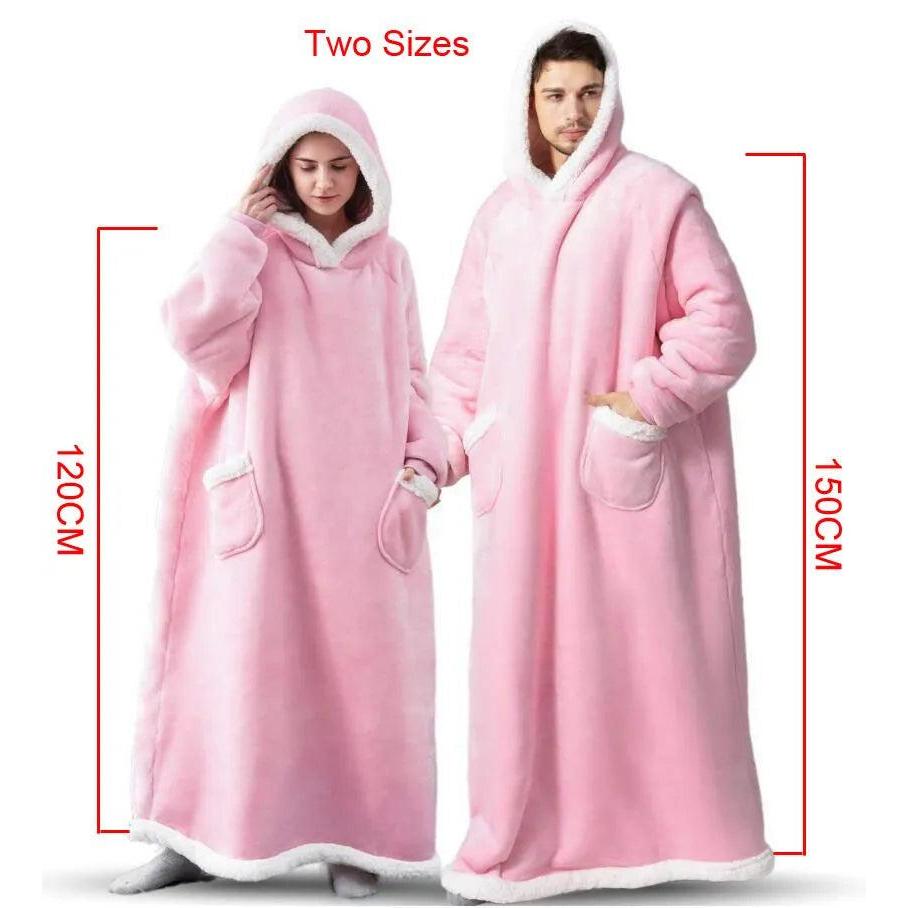 Oversized Flannel Hoodie Blanket with Sleeves by HitMyNeed