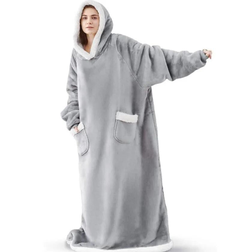 Oversized Flannel Hoodie Blanket with Sleeves by HitMyNeed