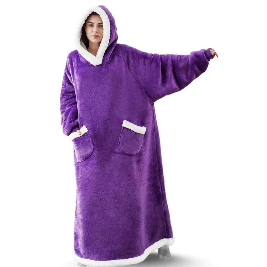 Oversized Flannel Hoodie Blanket with Sleeves by HitMyNeed
