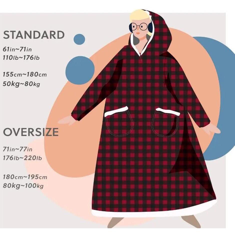 Oversized Flannel Hoodie Blanket with Sleeves by HitMyNeed