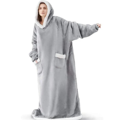 Oversized Flannel Hoodie Blanket with Sleeves gray 150cm by HitMyNeed