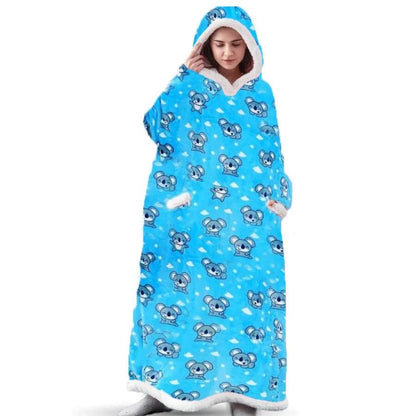 Oversized Flannel Hoodie Blanket with Sleeves sloth 120cm by HitMyNeed