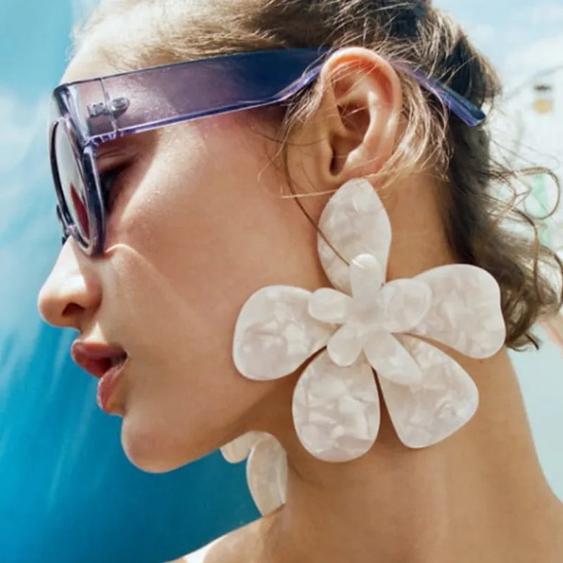 Oversized Floral Statement Earrings for Women by HitMyNeed