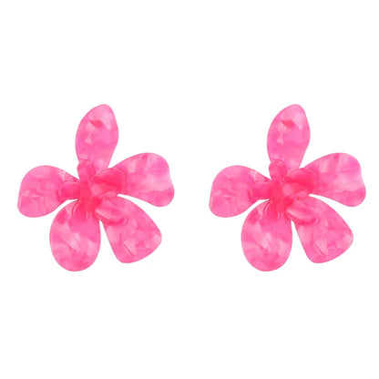Oversized Floral Statement Earrings for Women pink-flower by HitMyNeed