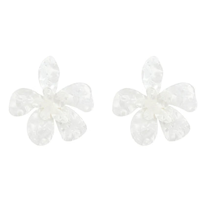 Oversized Floral Statement Earrings for Women white-flower by HitMyNeed