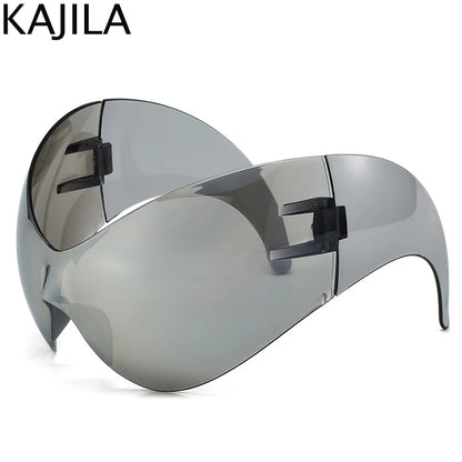 Oversized Y2K Punk Steampunk One-Piece Sunglasses UV400 by HitMyNeed