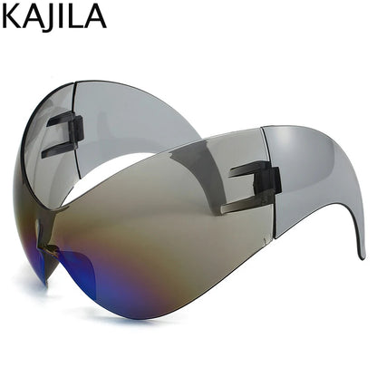 Oversized Y2K Punk Steampunk One-Piece Sunglasses UV400 by HitMyNeed
