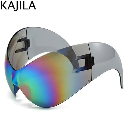 Oversized Y2K Punk Steampunk One-Piece Sunglasses UV400 by HitMyNeed