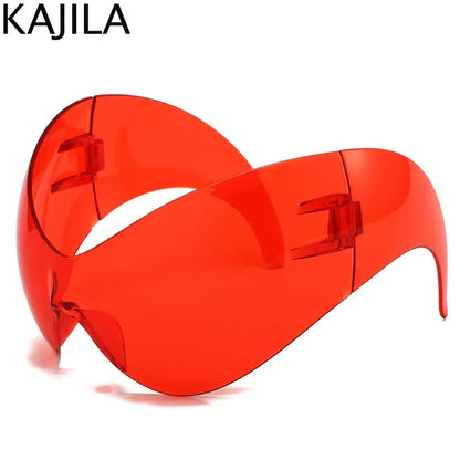 Oversized Y2K Punk Steampunk One-Piece Sunglasses UV400 c1-red by HitMyNeed