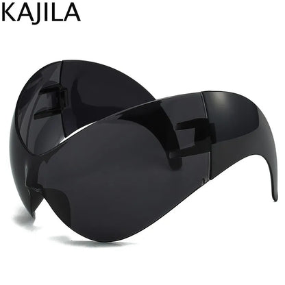 Oversized Y2K Punk Steampunk One-Piece Sunglasses UV400 c6-black by HitMyNeed