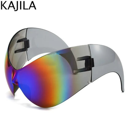 Oversized Y2K Punk Steampunk One-Piece Sunglasses UV400 c8-green-film by HitMyNeed