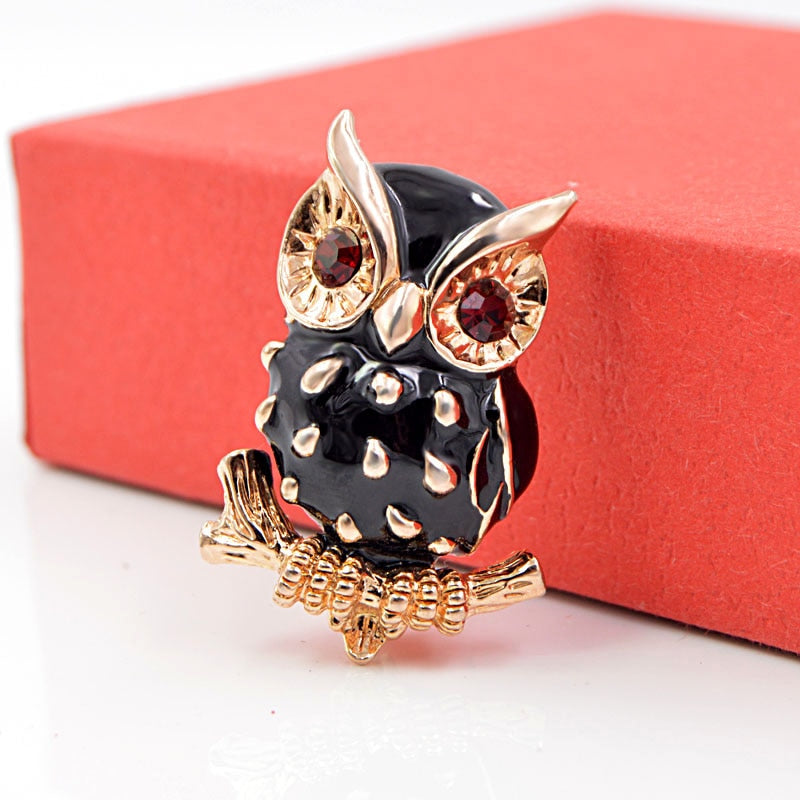 Owl Brooch for Women with Rhinestones by HitMyNeed