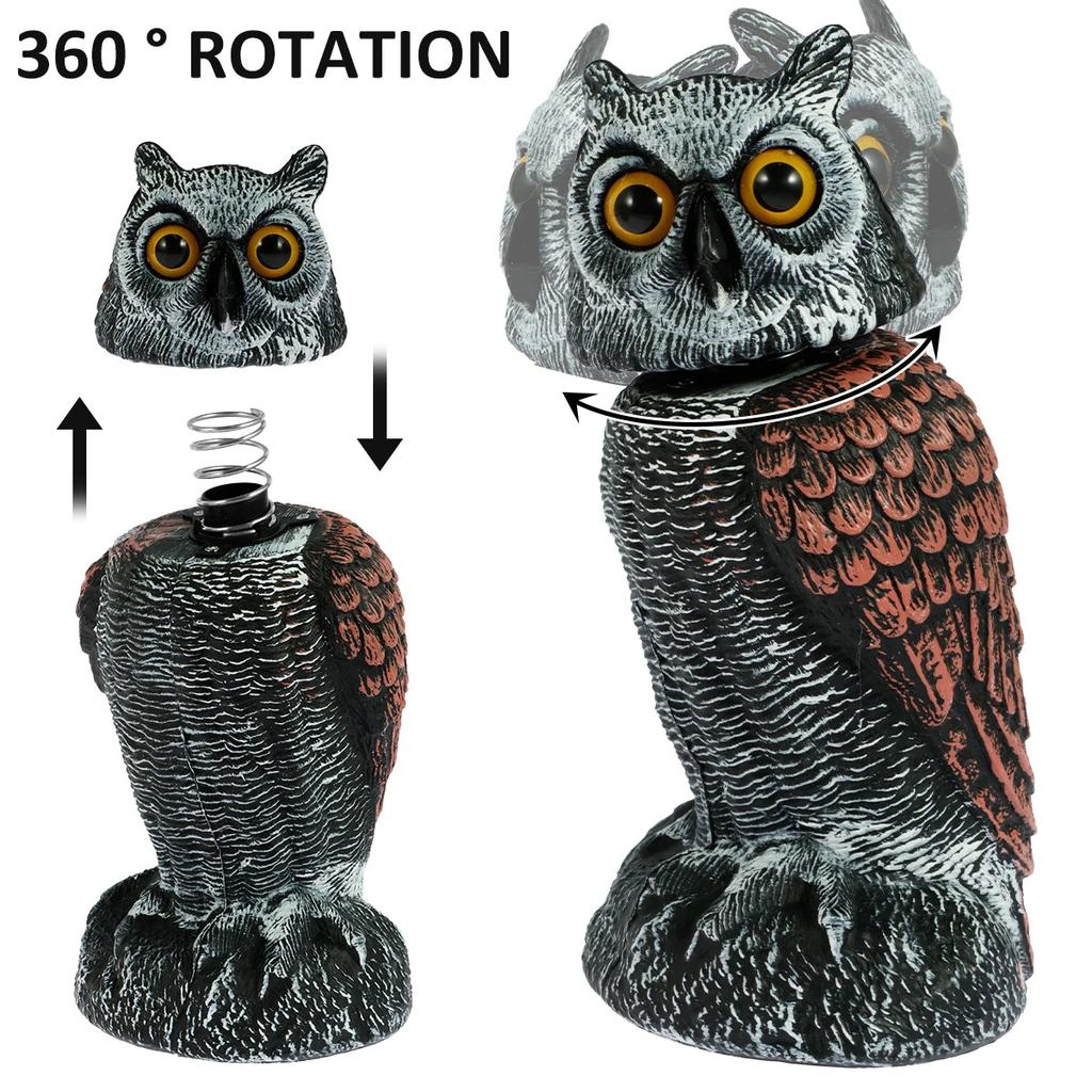 Owl Decoy Bird Deterrent with 360° Rotating Head by HitMyNeed