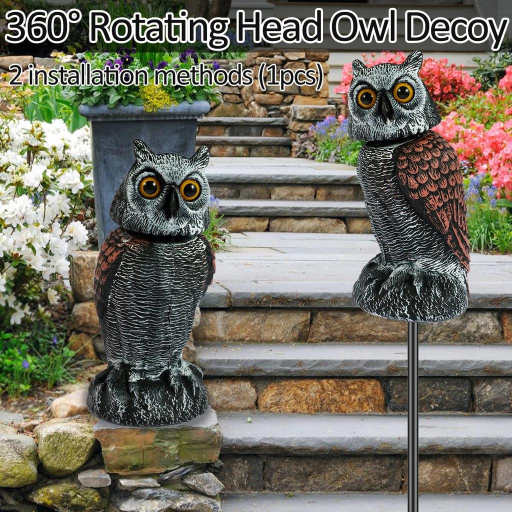 Owl Decoy Bird Deterrent with 360° Rotating Head by HitMyNeed
