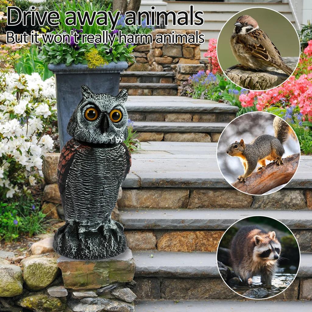 Owl Decoy Bird Deterrent with 360° Rotating Head by HitMyNeed