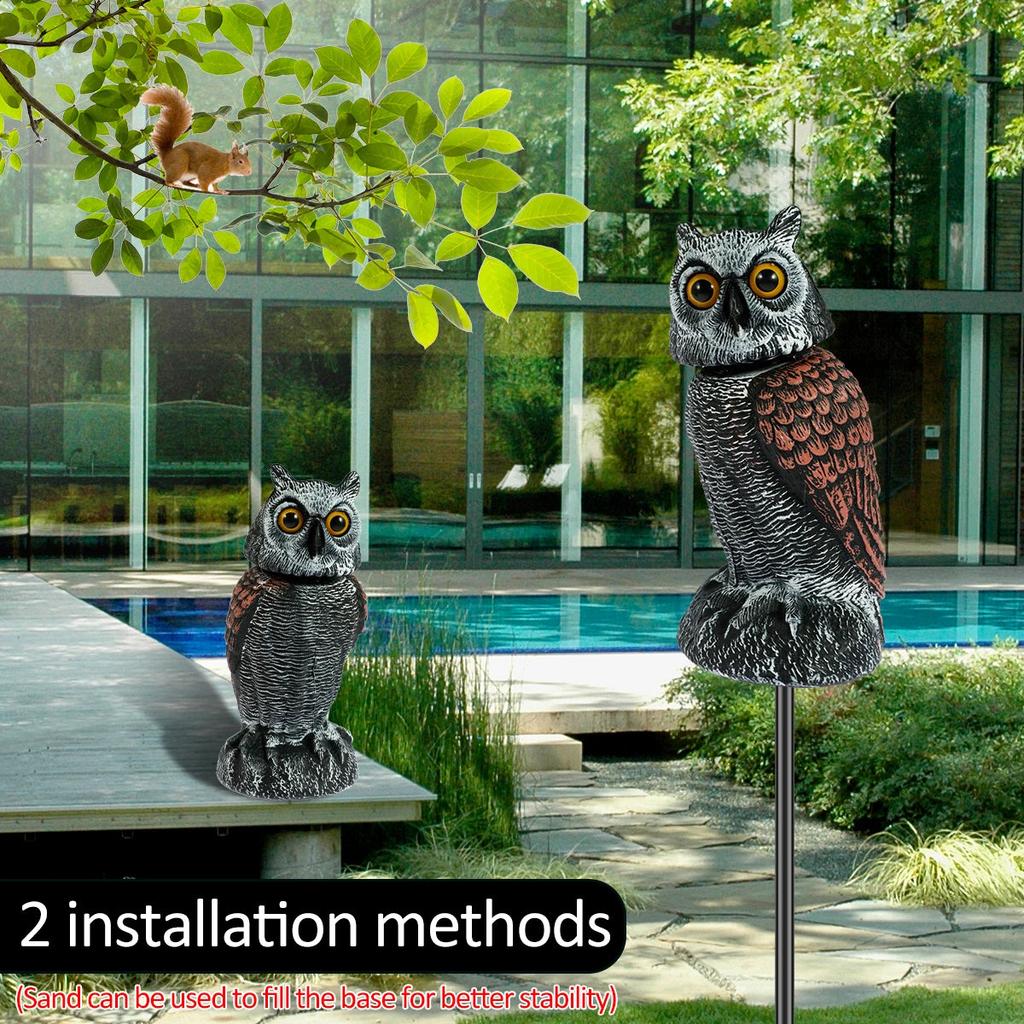 Owl Decoy Bird Deterrent with 360° Rotating Head by HitMyNeed
