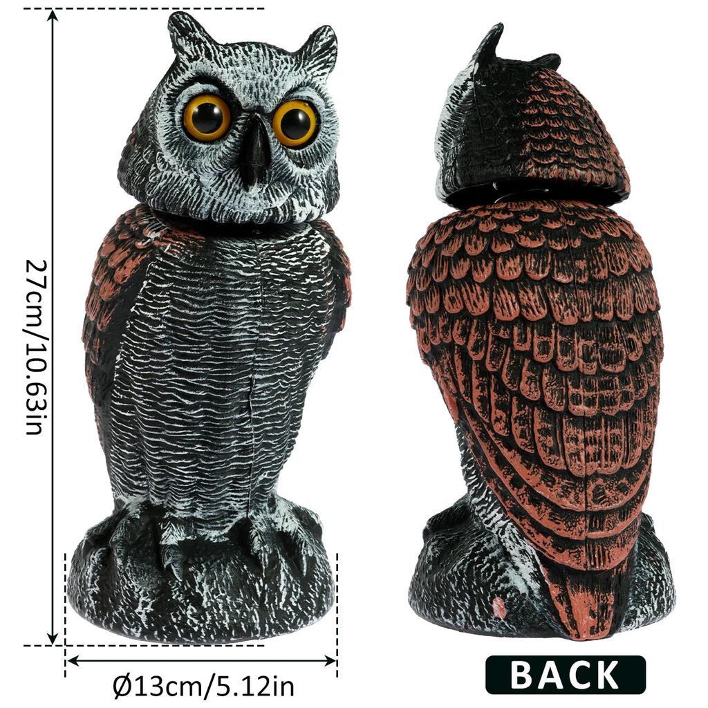 Owl Decoy Bird Deterrent with 360° Rotating Head by HitMyNeed