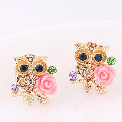 Owl Stud Earrings with Crystal Detailing by HitMyNeed