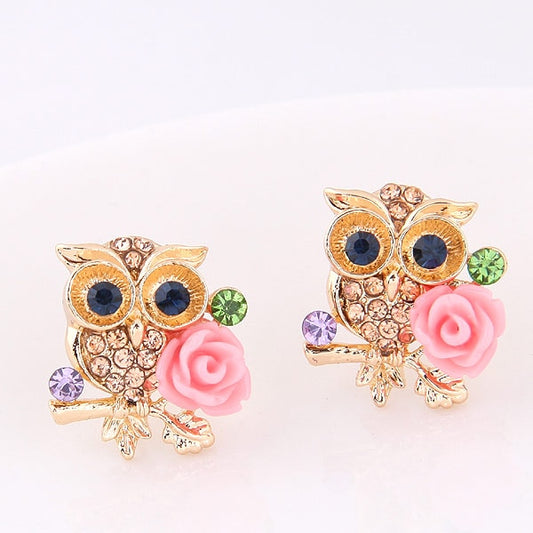 Owl Stud Earrings with Crystal Detailing by HitMyNeed