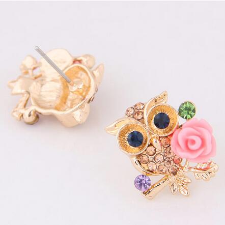 Owl Stud Earrings with Crystal Detailing by HitMyNeed