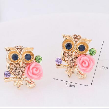 Owl Stud Earrings with Crystal Detailing by HitMyNeed