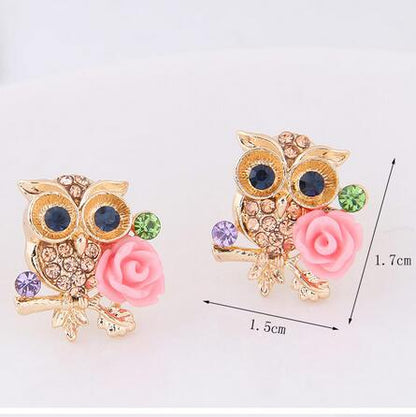 Owl Stud Earrings with Crystal Detailing by HitMyNeed