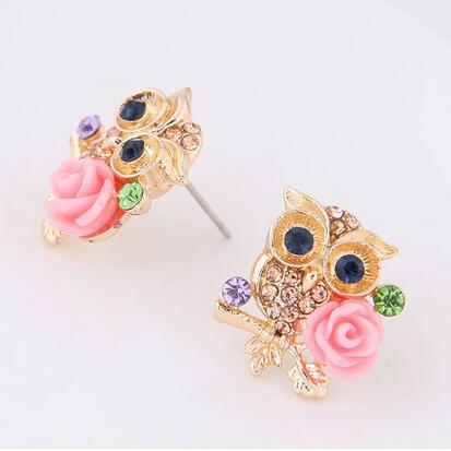 Owl Stud Earrings with Crystal Detailing by HitMyNeed